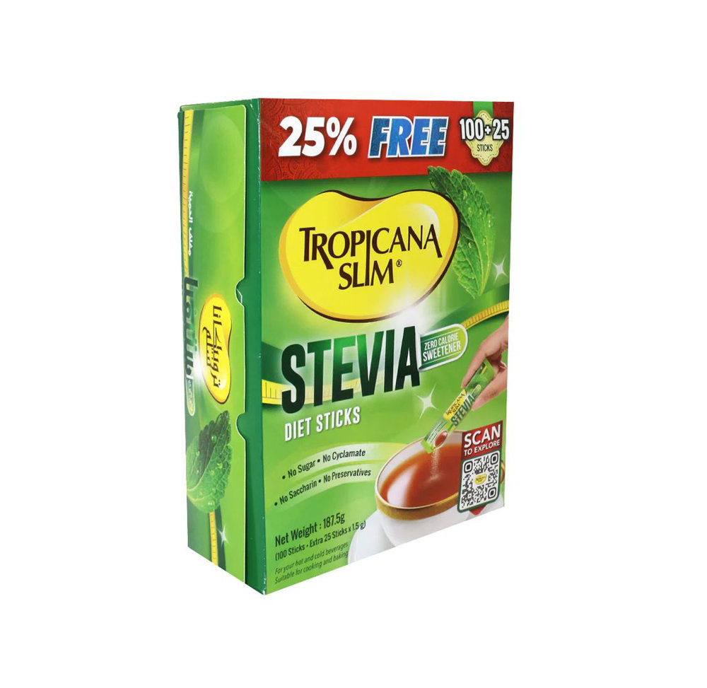 Picture of Tropicana Slim Stevia Zero Calorie Sweetener Diet Sticks 150gm