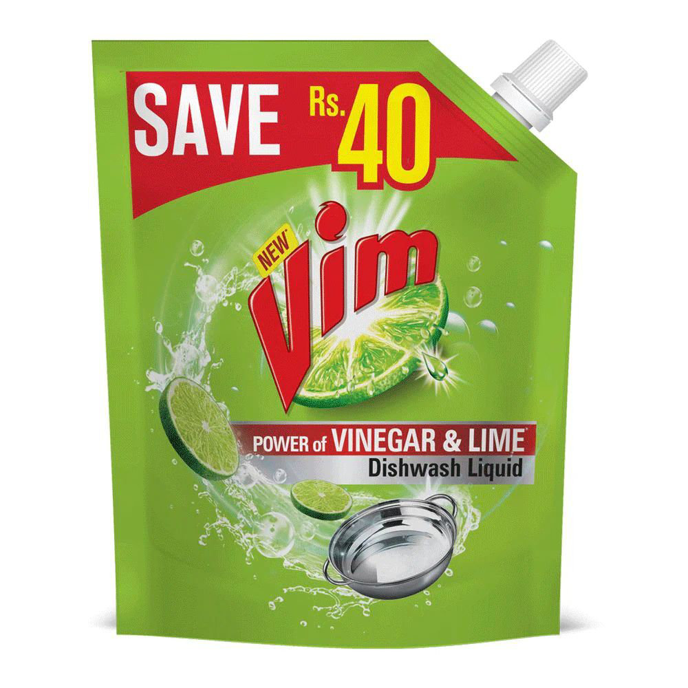 Picture of Vim Dishwash Liquid Vinegar & Lime Pouch 450ml