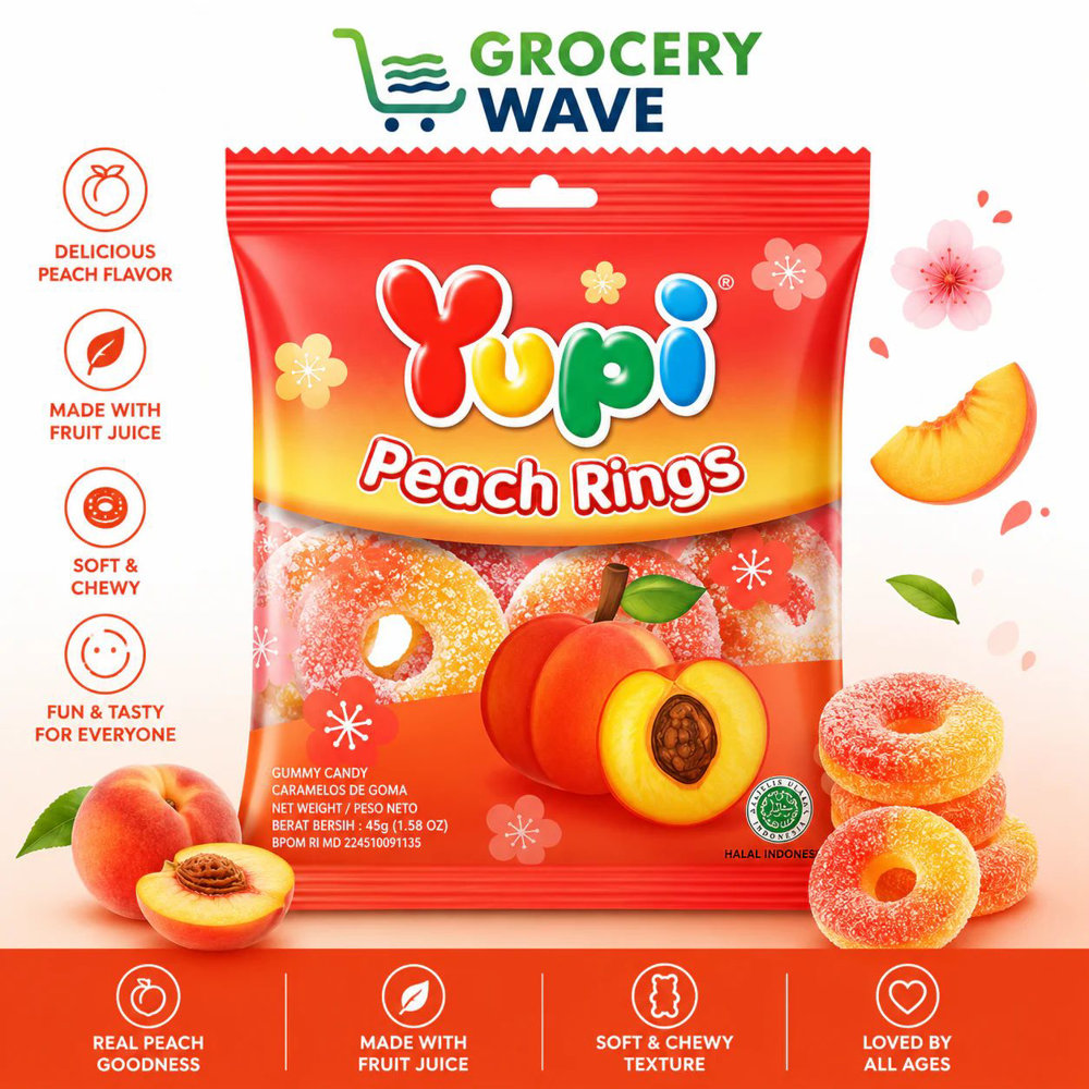 Picture of Yupi Dippy Peach Rings Jelly 40gm