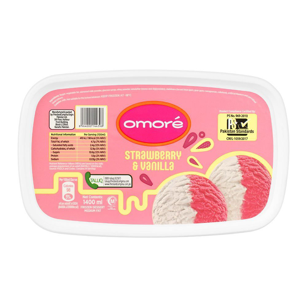 Picture of Omore 2 in1 Vanilla Strawberry Tub 1400ML