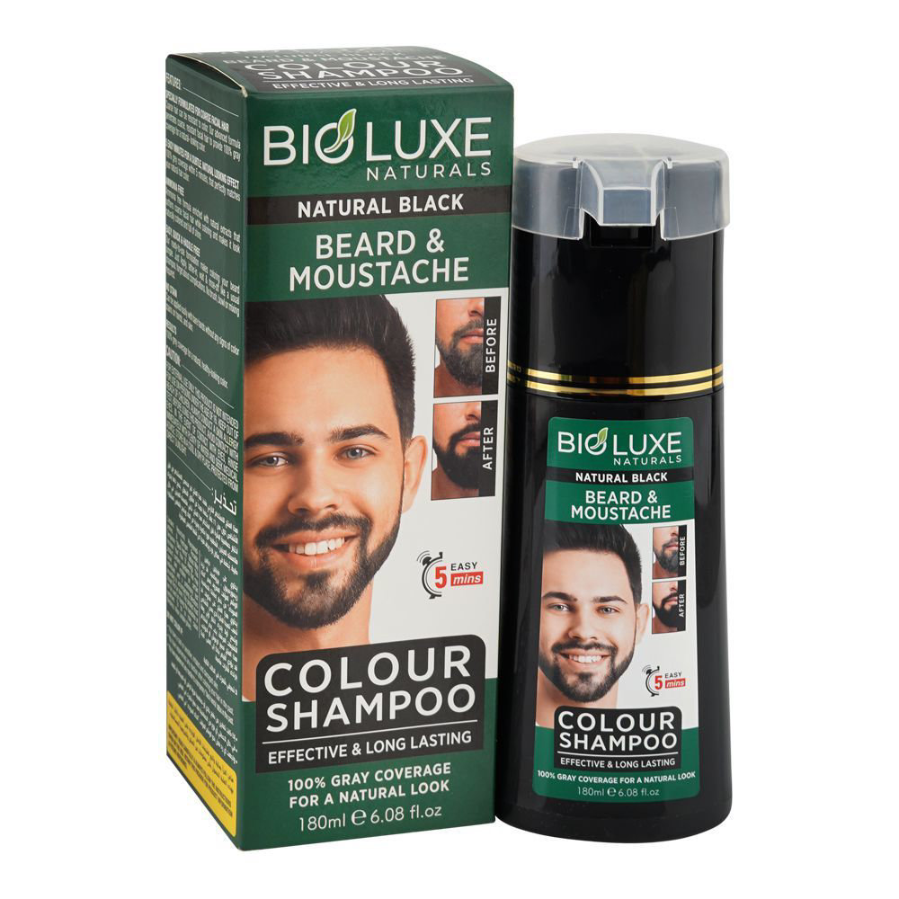 Picture of Bioluxe Natural Black Beard & Moustache Colour Shampoo180ml