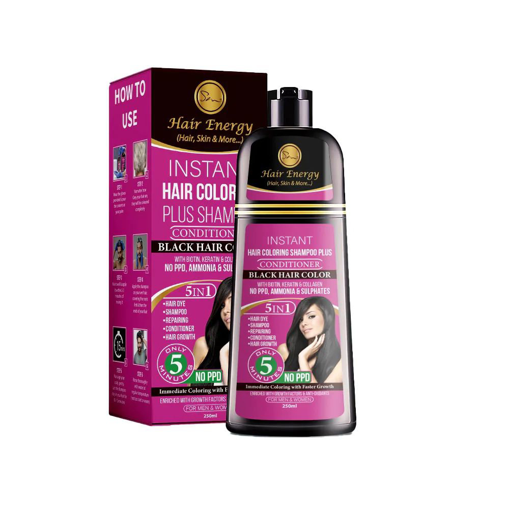 Picture of Hair Energy Black Instant Hair Coloring Shampoo + Conditioner 250ml