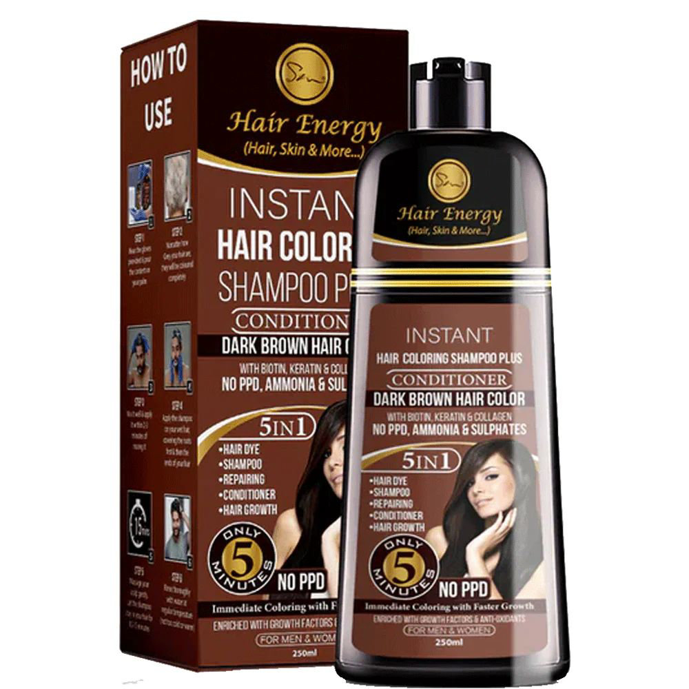 Picture of Hair Energy Dark Brown Instant Hair Coloring Shampoo + Conditioner 250ml
