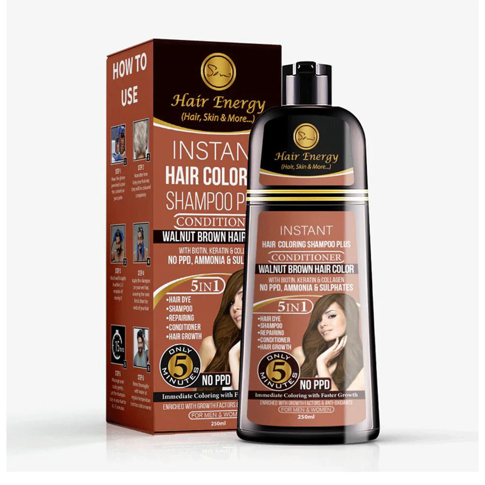 Picture of Hair Energy Walnut Brown Instant Hair Coloring Shampoo + Conditioner 250ml