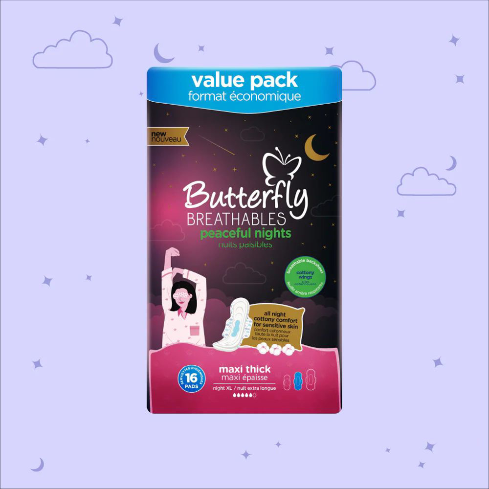 Picture of Butterfly Breathables Peaceful Night Nuits Maxi Thick 16 Pads