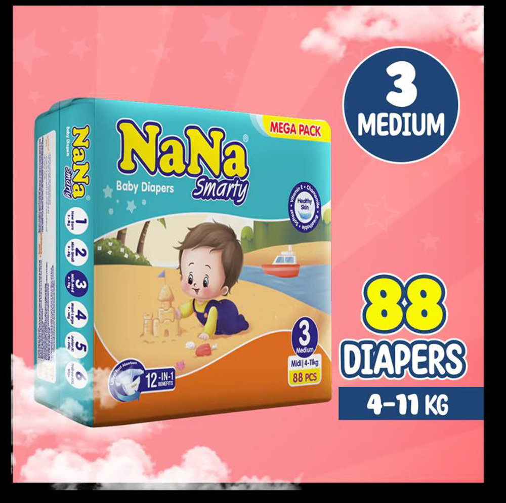 Picture of Nana Smarty Baby Diapers 3medium 88pcs