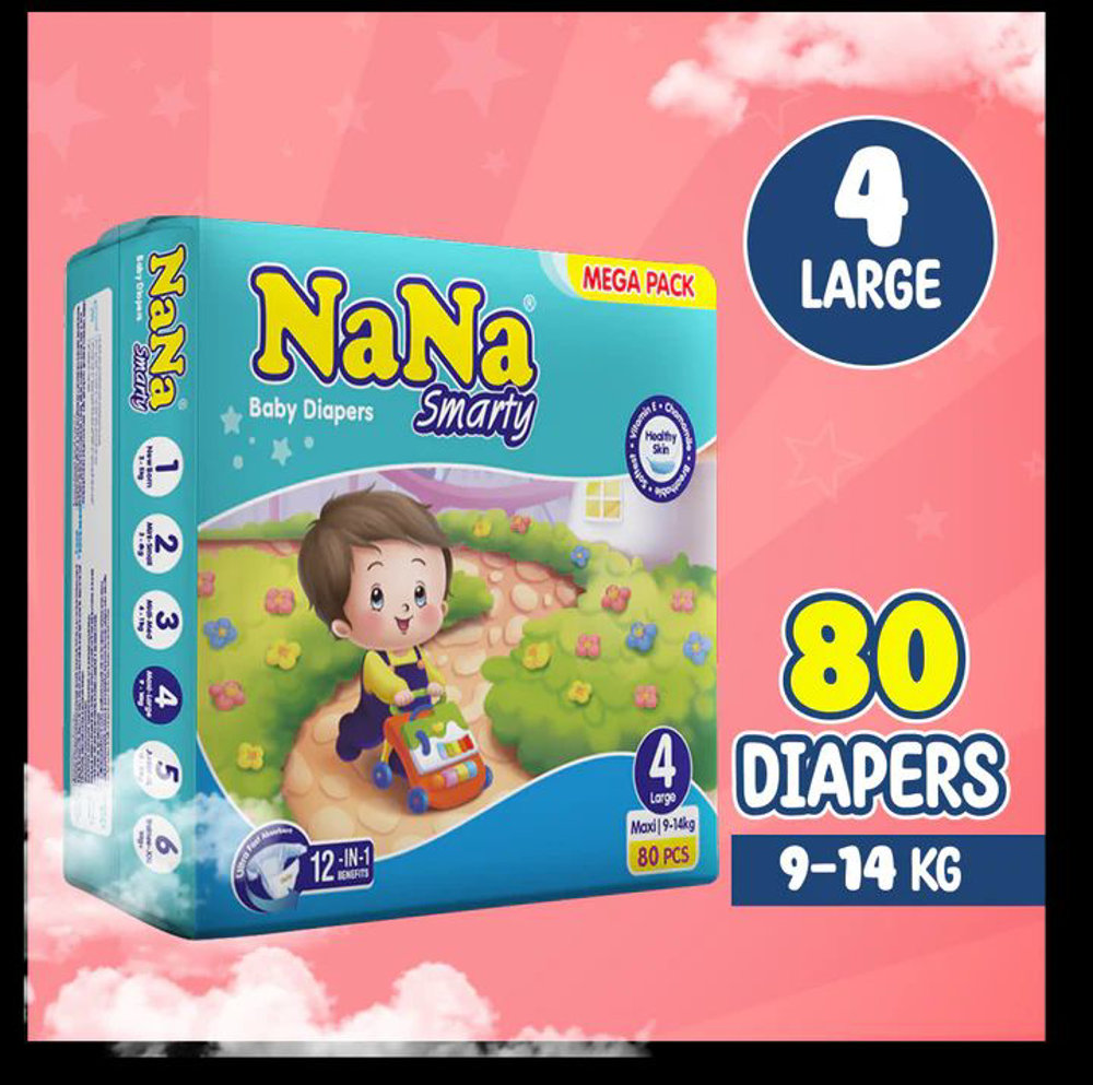 Picture of Nana Smarty Baby Diapers Maxi 4large 80pcs