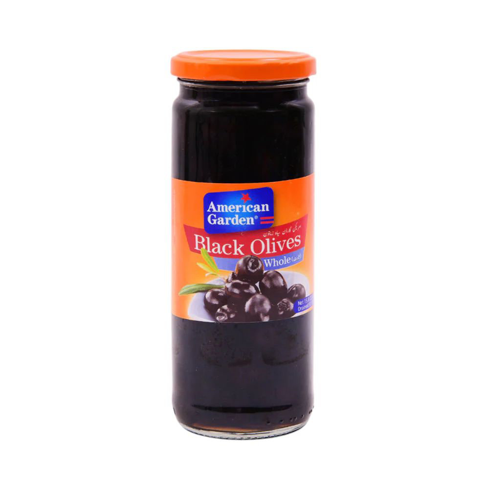 Picture of Amercian Garden Whole Black Olives 450gm