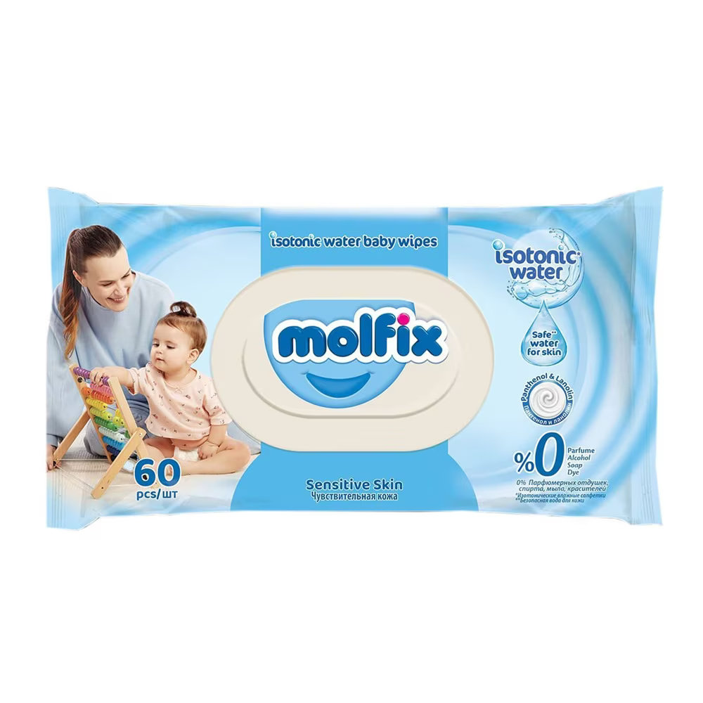 Picture of Molfix Sensitive Skin Isotonic Water Baby Wipes 60pcs