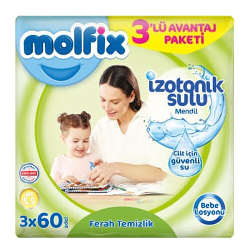 Picture of Molfix Fresh Clean Isotonic Water Baby Wipes 180pcs