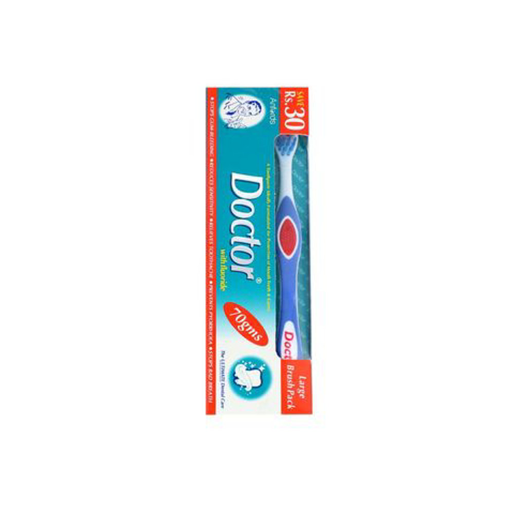 Picture of Doctor Fluoride Tooth Paste Large Brush Pack 65GM