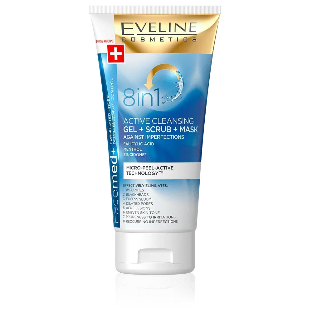 Picture of Eveline Facemed 8in1 Active Cleansing Gel+Scrub+Mask 150ML