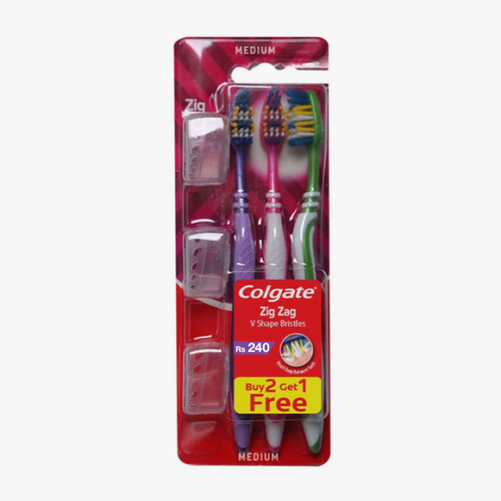 Picture of Colgate Zig Zag Medium Triple Pack Toothbrush 