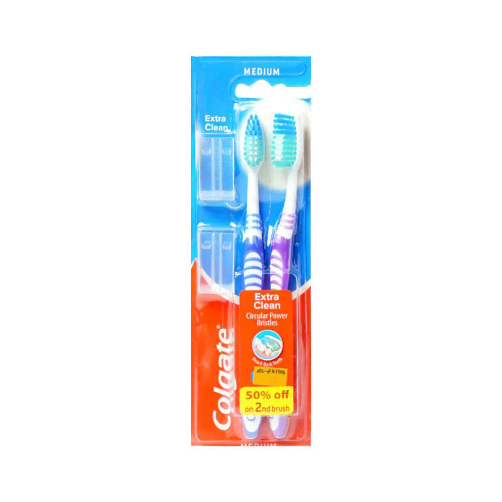 Picture of Colgate Extra Clean Medium Twin Pack Toothbrush 
