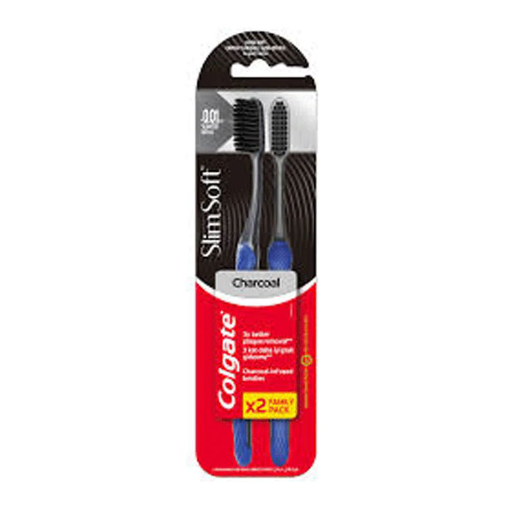 Picture of Colgate Slim Soft Charcoal Twin Pack Toothbrush