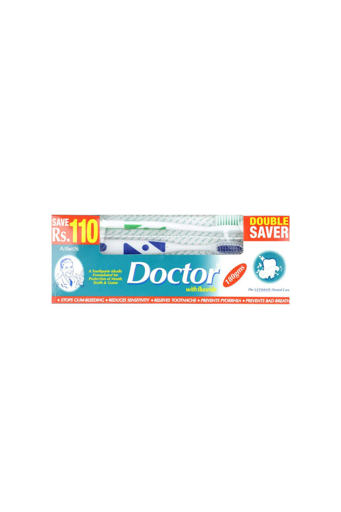 Picture of Doctor Fluoride Tooth Paste Double Brush Pack 180GM