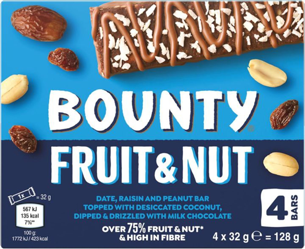 Picture of Bounty Fruit & Nuts Chocolate 4Bar 128GM