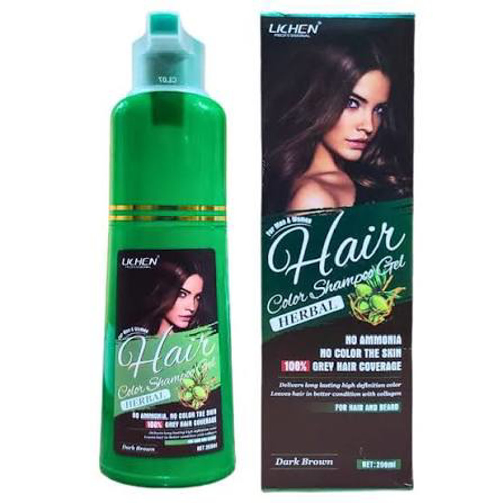 Picture of Lichen Hair Color Shampoo Gel Dark Brown 200ML
