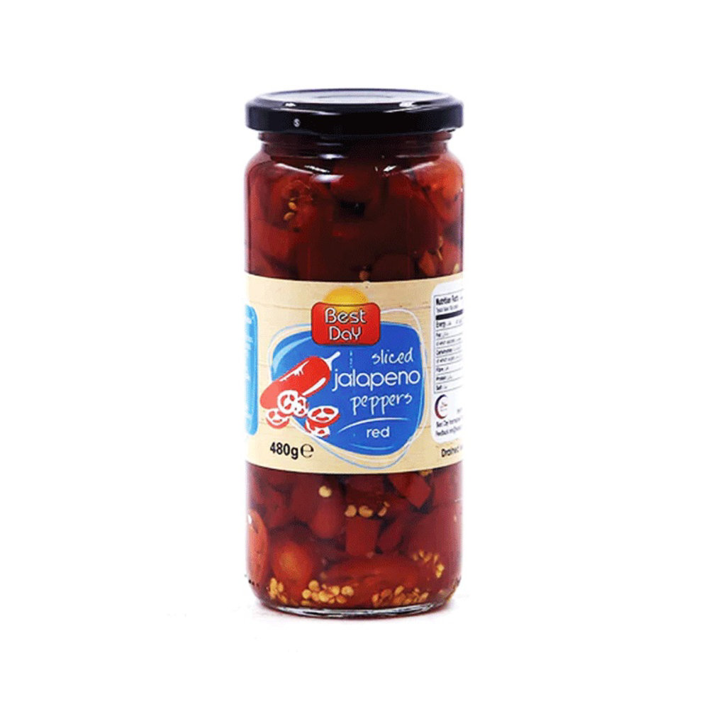 Picture of Best Day Jalapeno Peppers Red Sliced 480GM