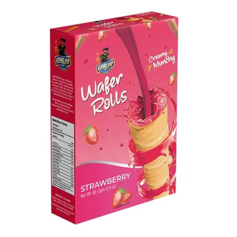 Picture of Kernelpop Wafer Rolls Strawberry 80GM Box